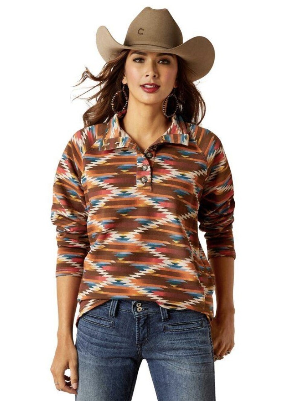 Ariat Womens Shirt Mirage Print Pullover Aztec Southwestern Ranch Geometric XL